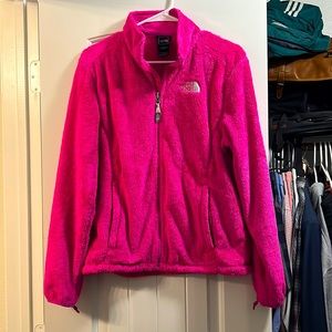 Hot pink fleece zip up jacket The North Face